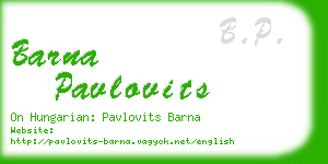 barna pavlovits business card